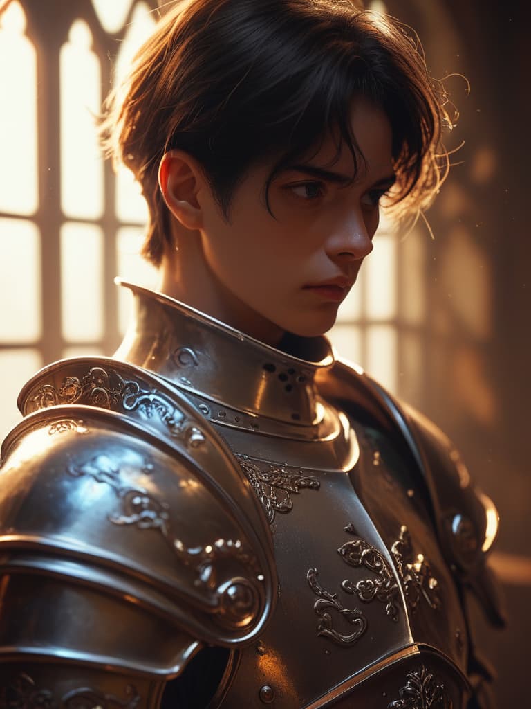 DucHaiten Pony Real: anime portrait of a knight in ornate armor, dramatic lighting, highly detailed, illustration